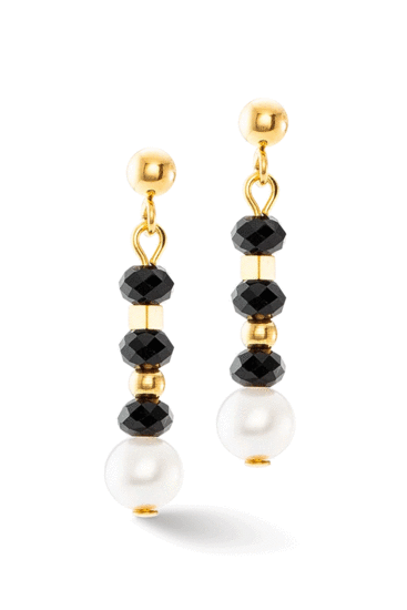 Coeur de Lion Mystic Pearl Earrings Gold-Black 1131/21-1314