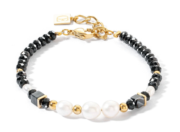 Coeur de Lion Pearls & Onyx Bracelet Gold 1132/30-1314