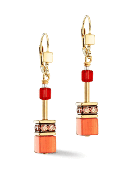 Coeur de Lion GeoCUBE® Iconic Earrings Gold Red 2838/20-0300