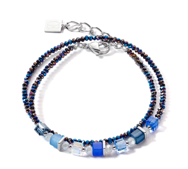 Coeur de Lion Joyful Colours Wrap bracelet silver blue 4564/30-0700