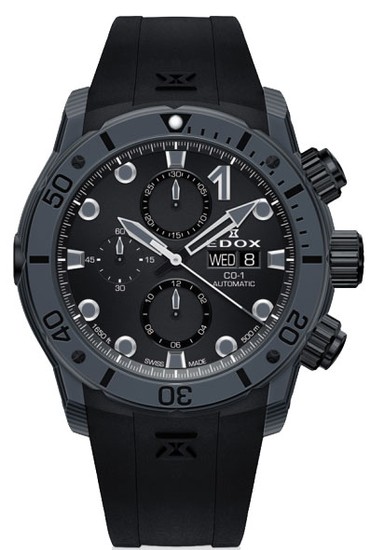 EDOX CO-1 CARBON CHRONOGRAPH AUTOMATIC 01125 CLNGN NING