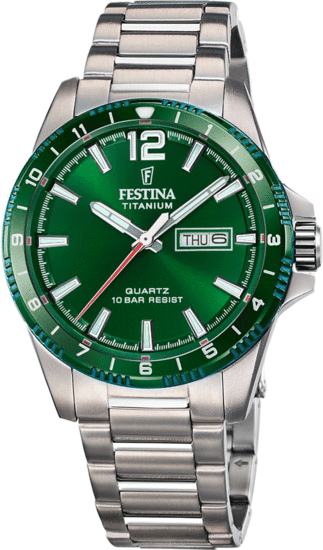 FESTINA MEN'S GREEN TITANIUM WATCH BRACELET 20698/3