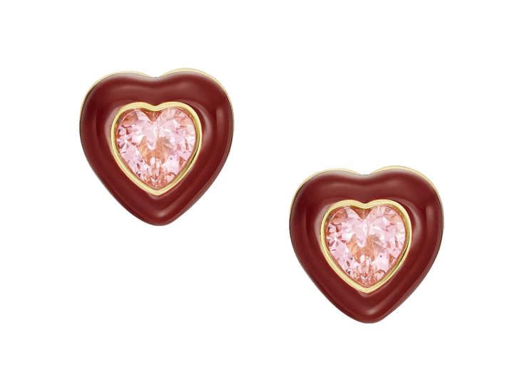 Fossil Sadie Candy Hearts Gold-Tone Brass Stud Earrings JA7228710