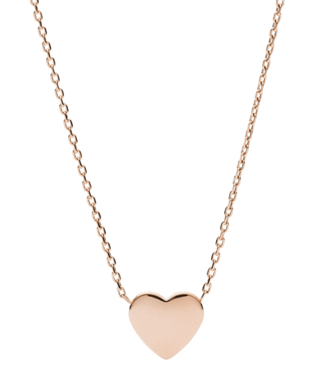 Fossil Drew Heart Rose Gold-Tone Stainless Steel Necklace JF03081791