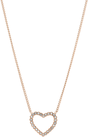 Fossil Open Heart Rose Gold-Tone Stainless Steel Necklace JF03086791