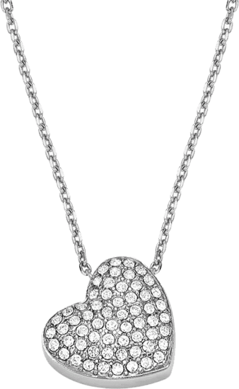 Fossil Sadie Glitz Heart Stainless Steel Pendant Necklace JF04674040