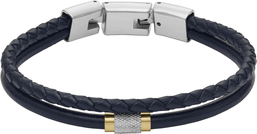 Fossil All Stacked Up Navy Leather Multi-Strand Bracelet JF04703998