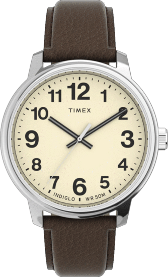 TIMEX Easy Reader® Bold 43mm Leather Strap Watch TW2V21300