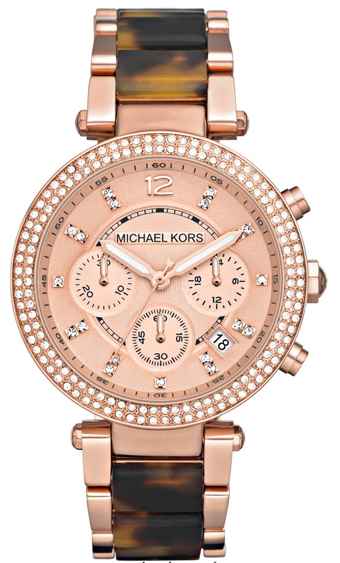Michael Kors Chronograph Parker Rose Goldtone Tortoise Acrylic Watch MK5538   eBay