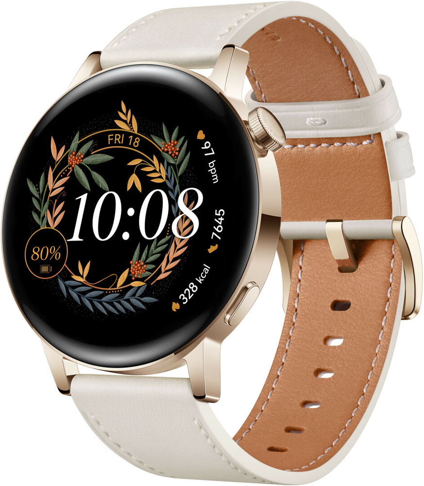 HUAWEI Watch GT 3 42mm Elegant Light Cold White Leather Strap