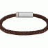 Boss Brown Braided-Leather Cuff with Magnetic Logo Closure 1580623